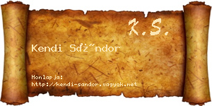 Kendi Sándor névjegykártya